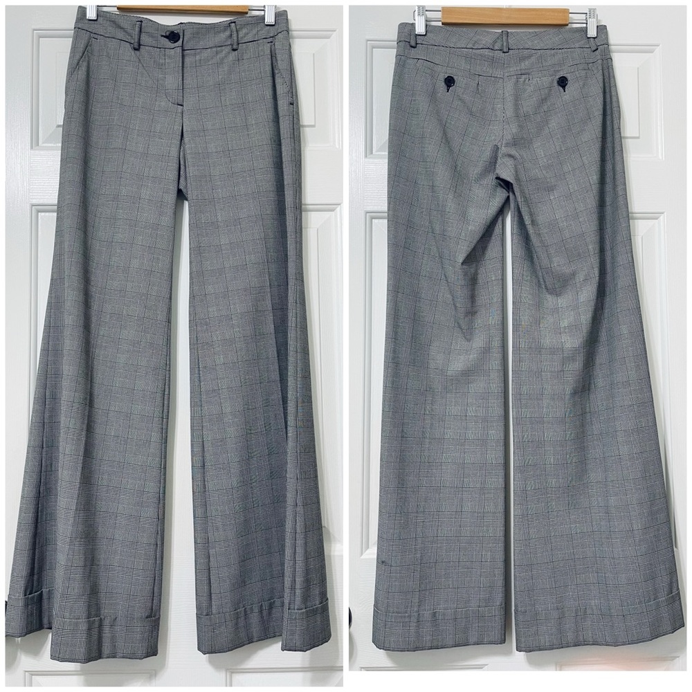 INC International concepts wide leg gingham black and gray pants size 2